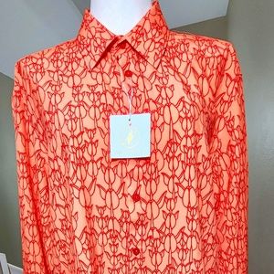 NWT Men's MANAOLA Long Sleeve Kinolau print Shirt size Large